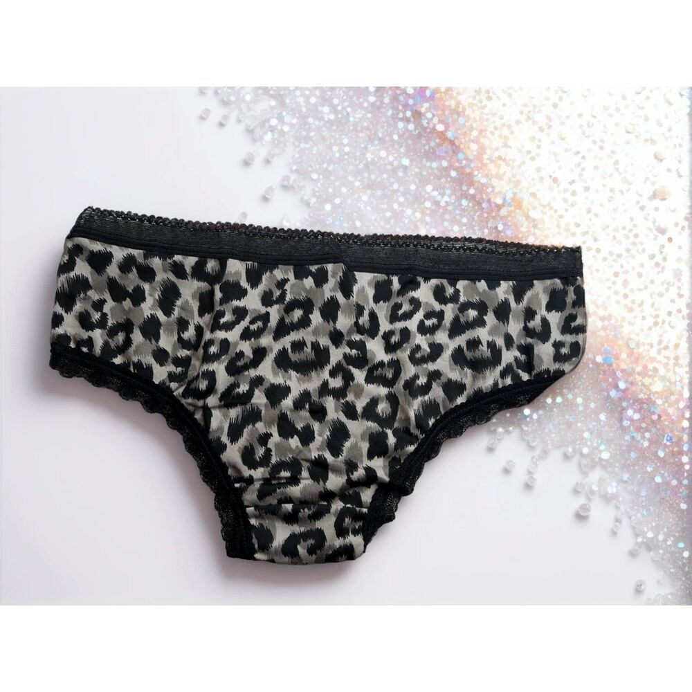 New Bikini Brief Lace Accent Animal Big Cat Small Panties Underwear NWOT